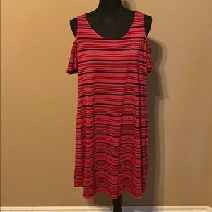 Cold Shoulder Striped Midi Dress